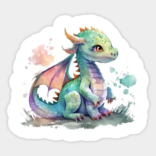 little Cute Dragon watercolor Sticker